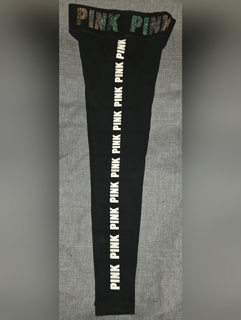 PINK Victoria's Secret Black Leggings with Glitter Logo - Picture 4 of 8